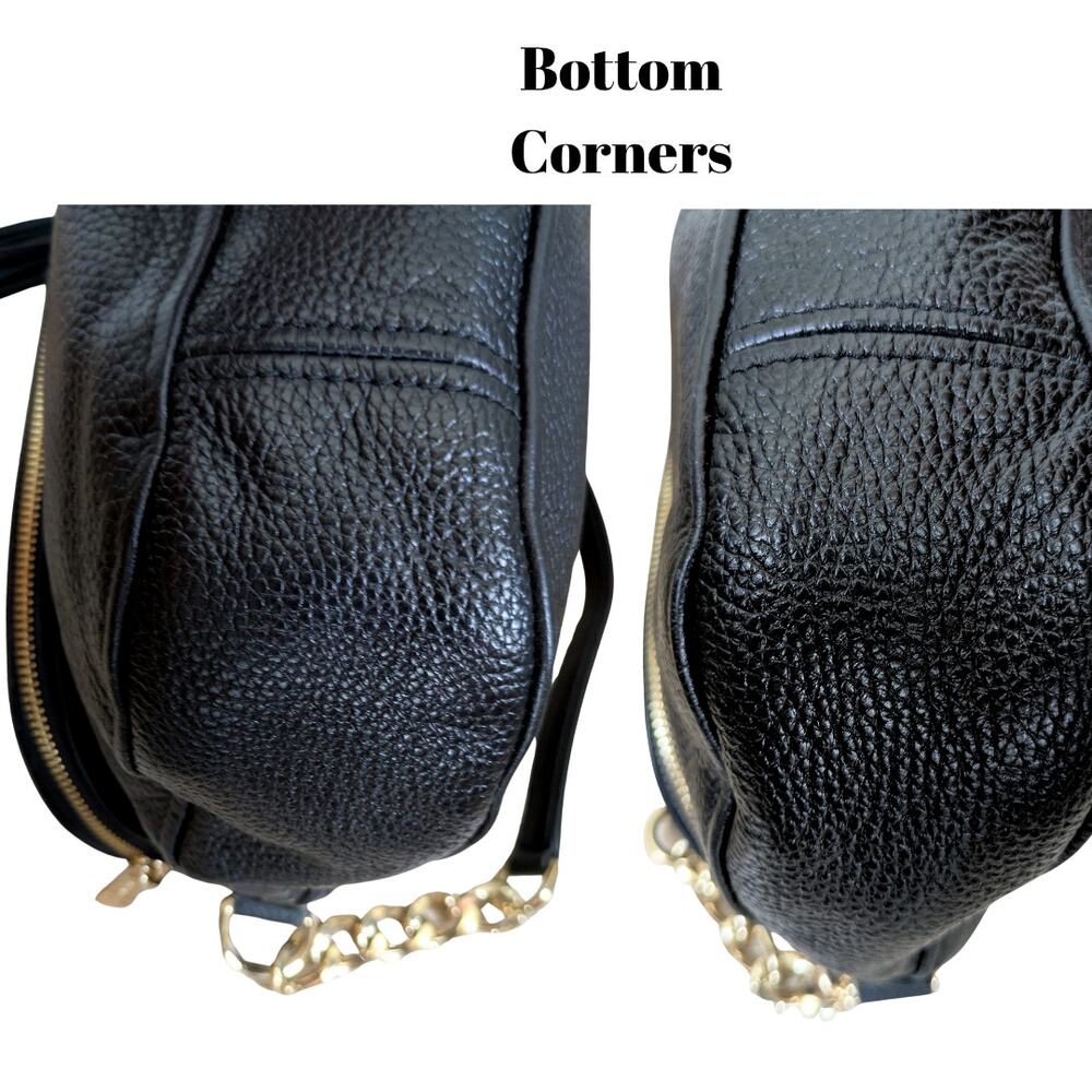 Michael Kors Acorn Shoulder Bag Black Pebbled Leather Gold Chain Link Tassel - Picture 7 of 12